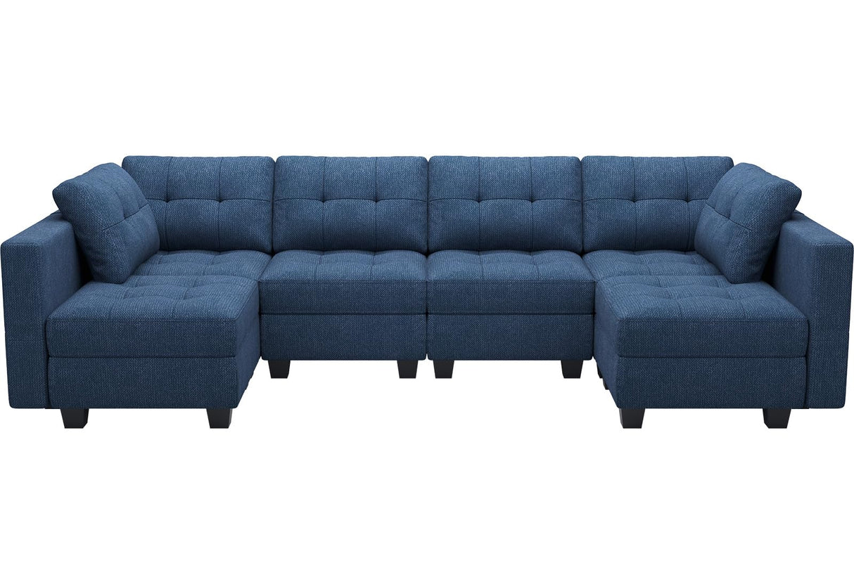 Sofa Couch with Reversible Chaises 6 seat Sectional Couch