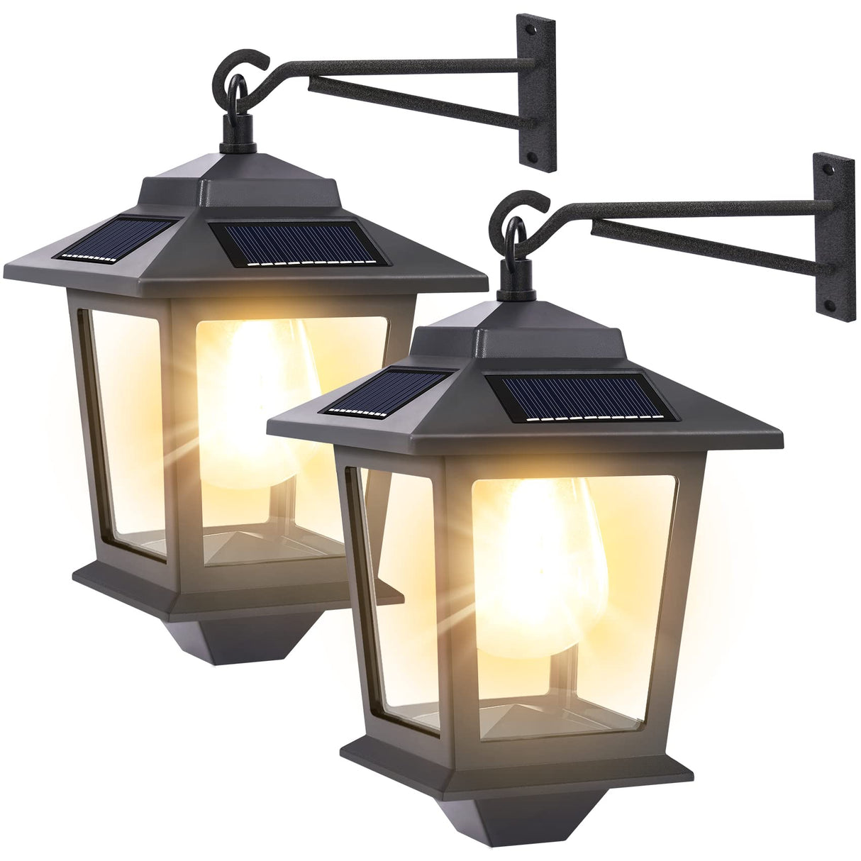 2 Pack Solar Wall with Replaceable Bulb, Outdoor Hanging Solar Lights