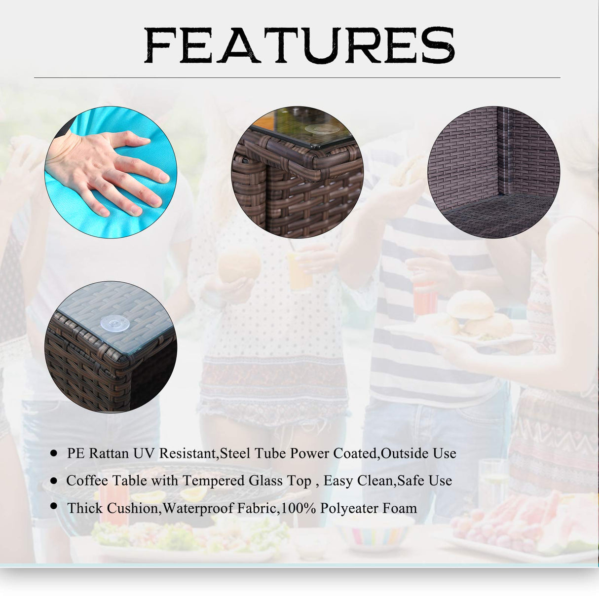 3PCS Patio Bar Set with Stools