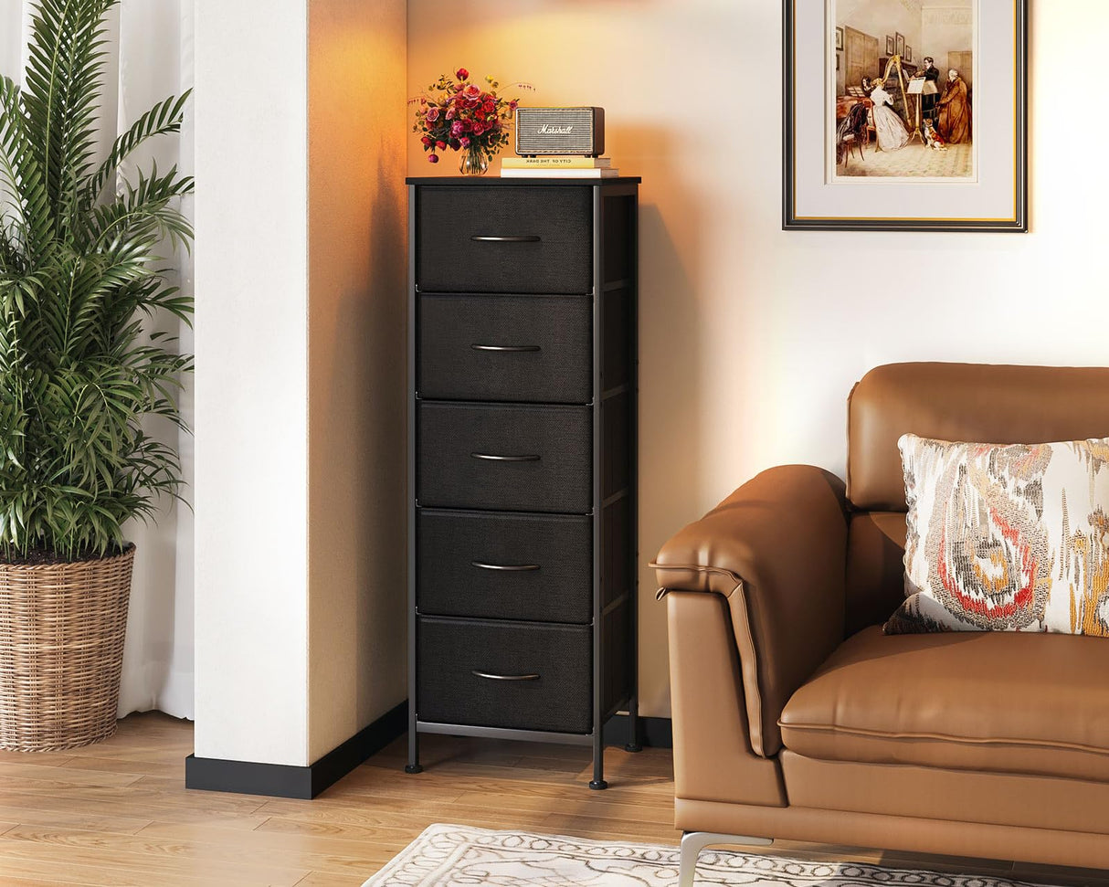 Dresser for Bedroom with 5 Storage Drawers, 48" Tall Dresser Chest of Drawers Fabric