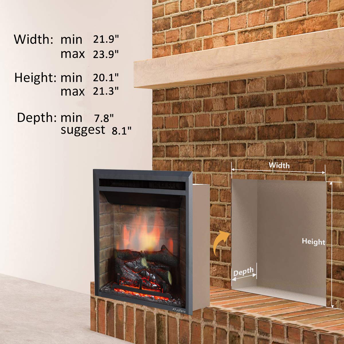 Western Electric Fireplace Insert with Fire Crackling Sound