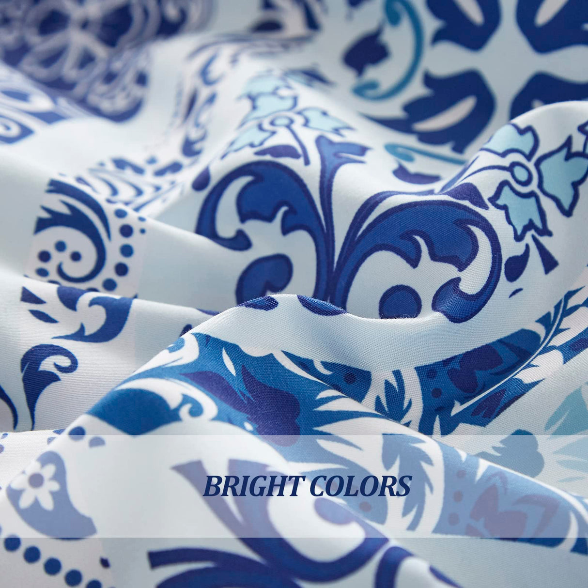 Blue Boho Queen Comforter Set 7 Pieces, Bohemian Bed in a Bag Queen