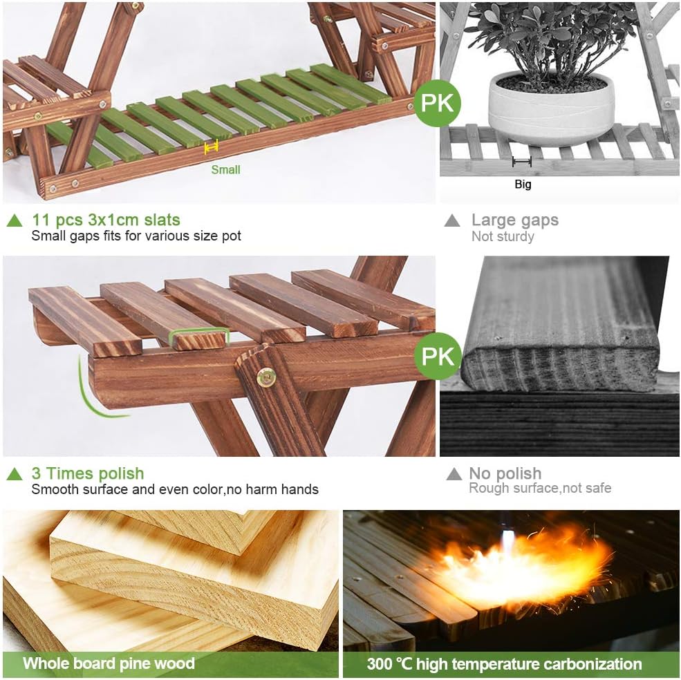 6-Tier Wooden Triangle Plant Stand – Space Saving Corner Shelf