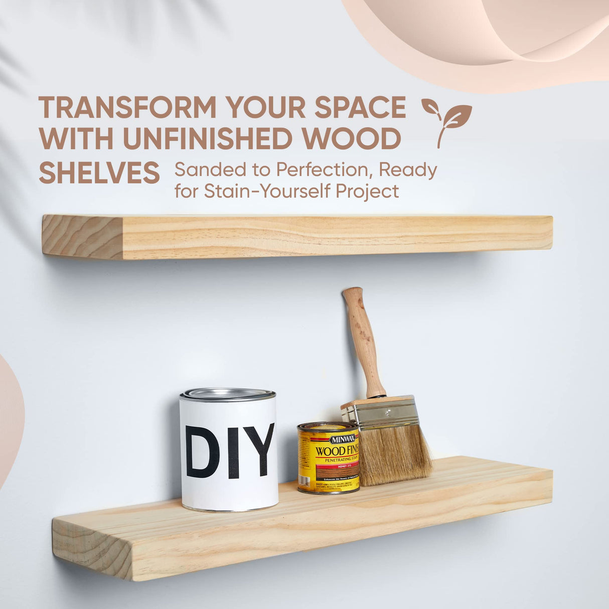 Rustic Farmhouse Floating Shelves, Bathroom Wooden Shelves for Wall Mounted