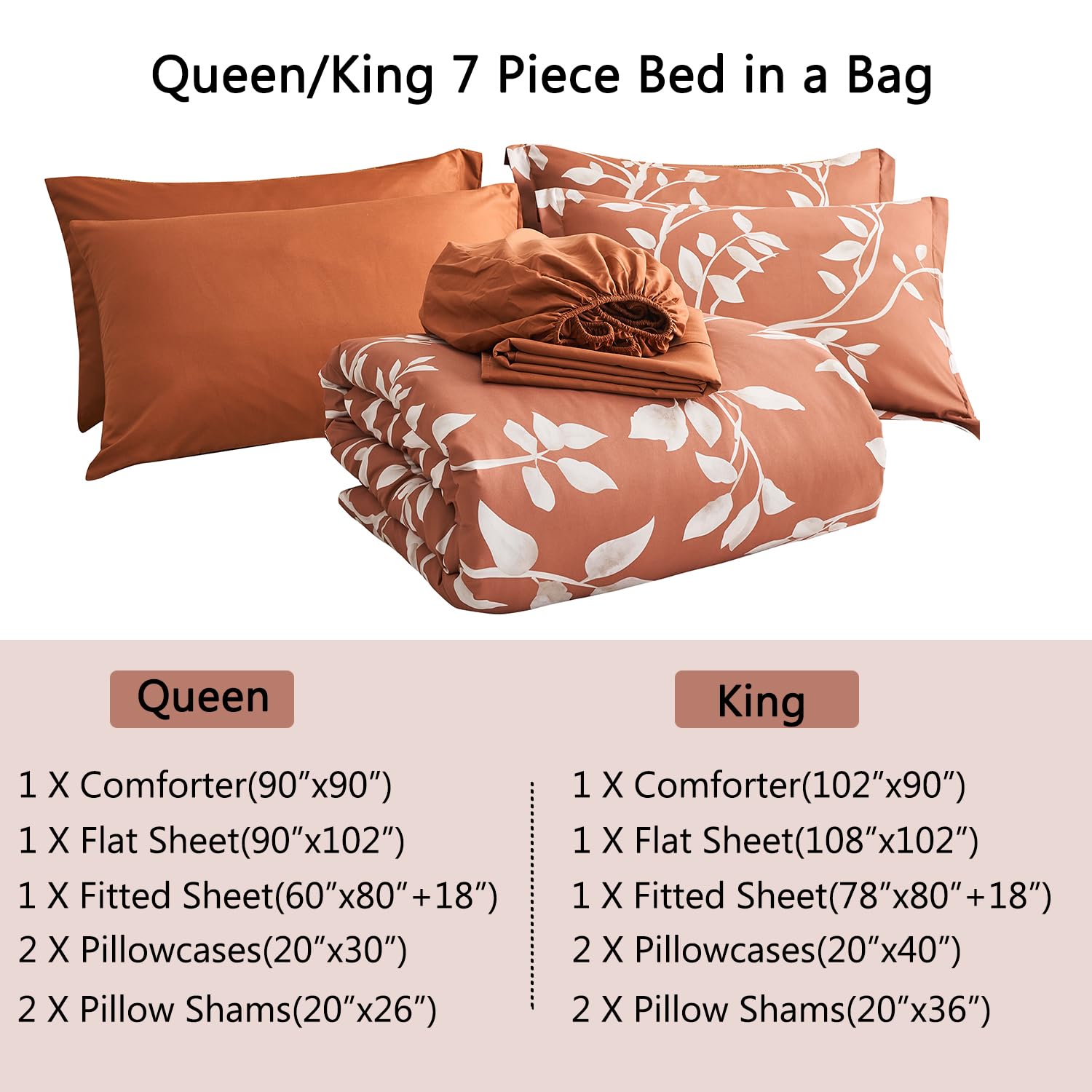 Queen Comforter Set 7 Piece Bed in a Bag