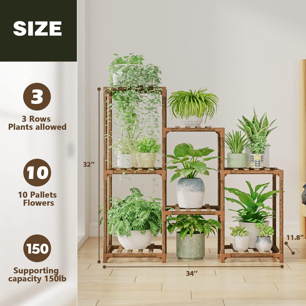 Rustic 7-Tier Wooden Plant Stand – Multi-Tiered Display Rack