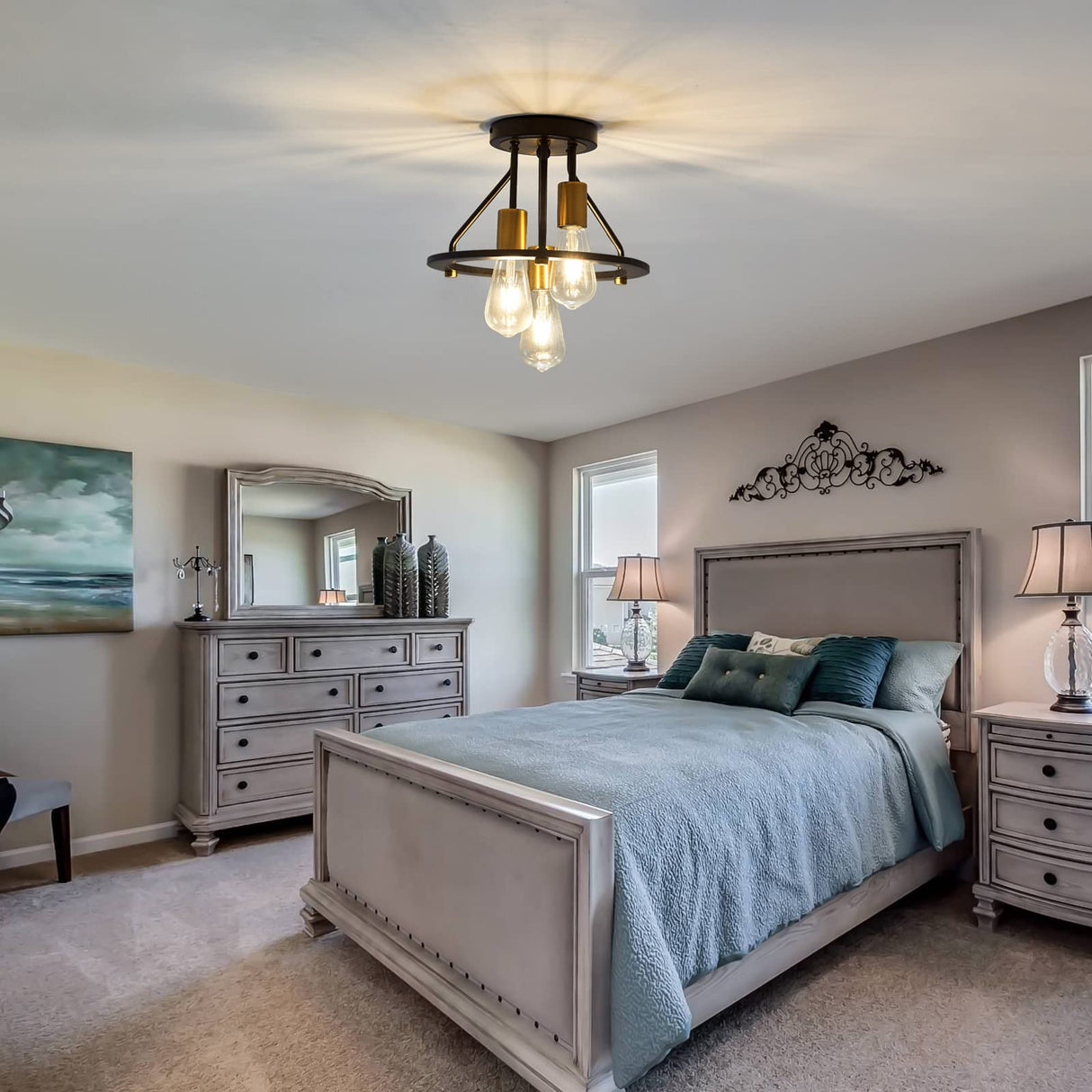 Industrial Semi Flush Mount Ceiling Light Fixture 3