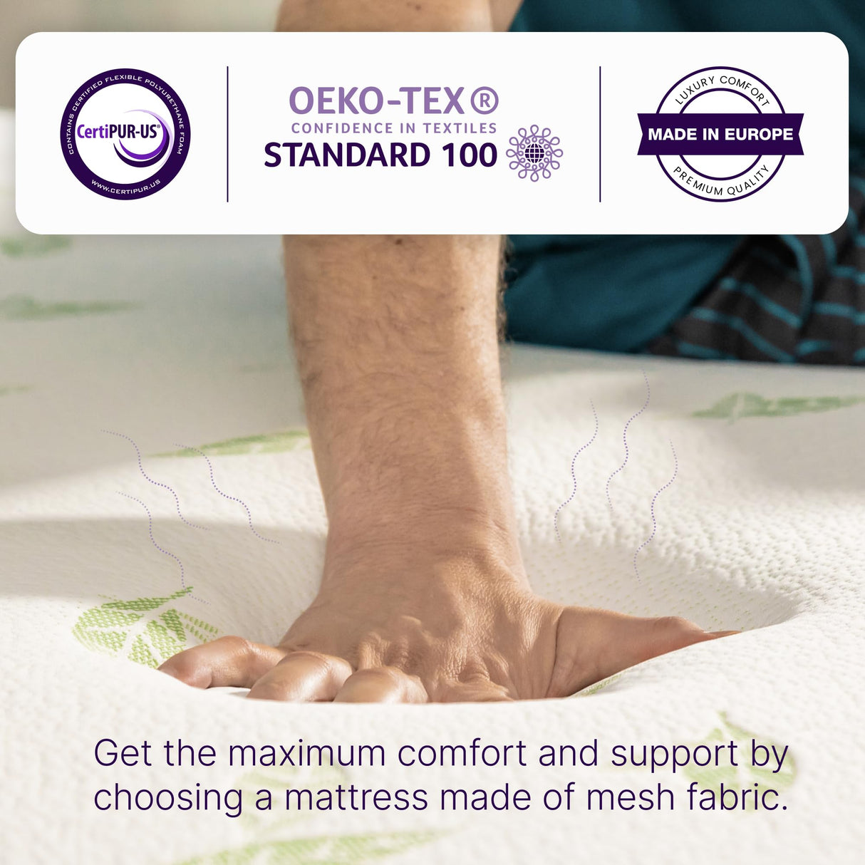 Full Size Mattress, 12 Inch Anula Green Tea Infused Foam Mattress