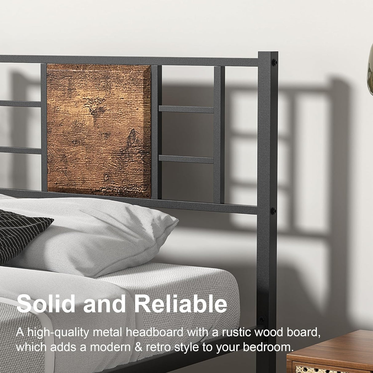 Twin Size Bed Frame with Headboard, Heavy-Duty Platform with Steel Slats Support