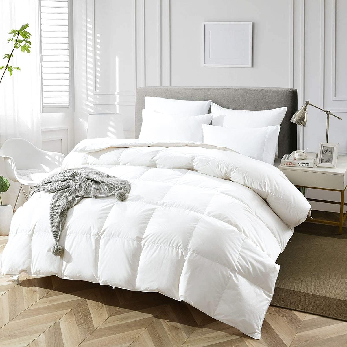Luxury 100% Organic Cotton Goose Feathers Down Comforter