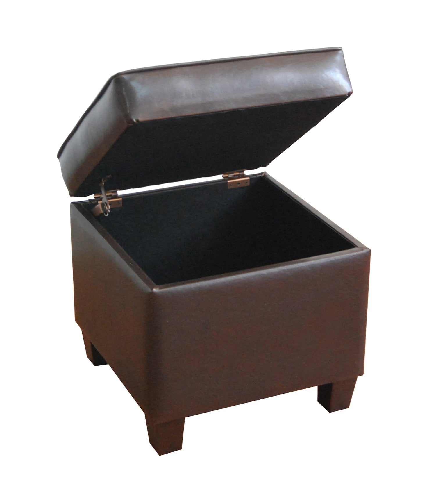 Leatherette Tufted Square Storage Ottoman with Hinged Lid