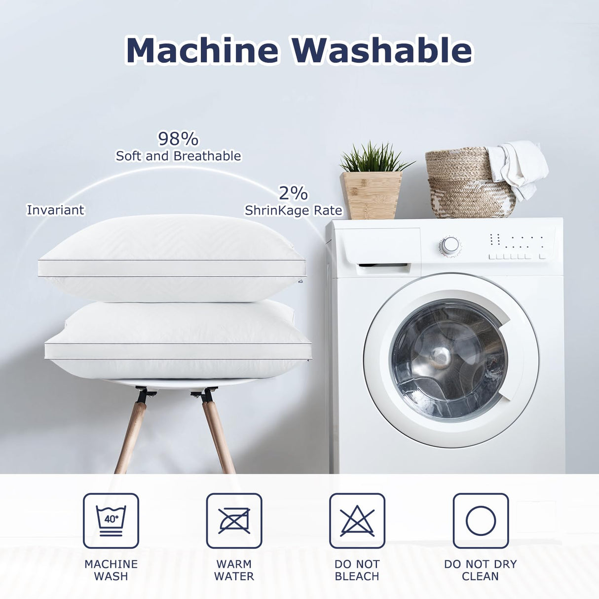 Pillows Standard Size Set of 2, Fluffy Pillows for Bed with Down Alternative