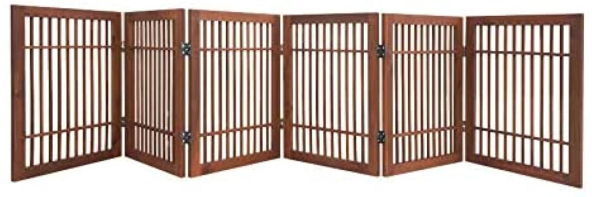 Pet Dog Gate Extra Wide Strong and Durable Freestanding Folding Acacia Wood Hardwood