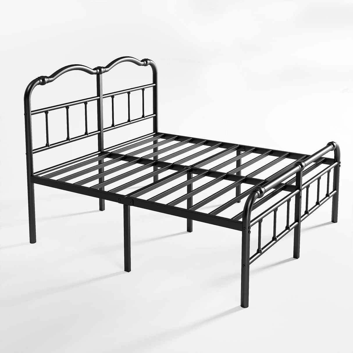 Queen Size Bed Frame with Headboard and Footboard, 18 Inch High, No Box Spring Needed