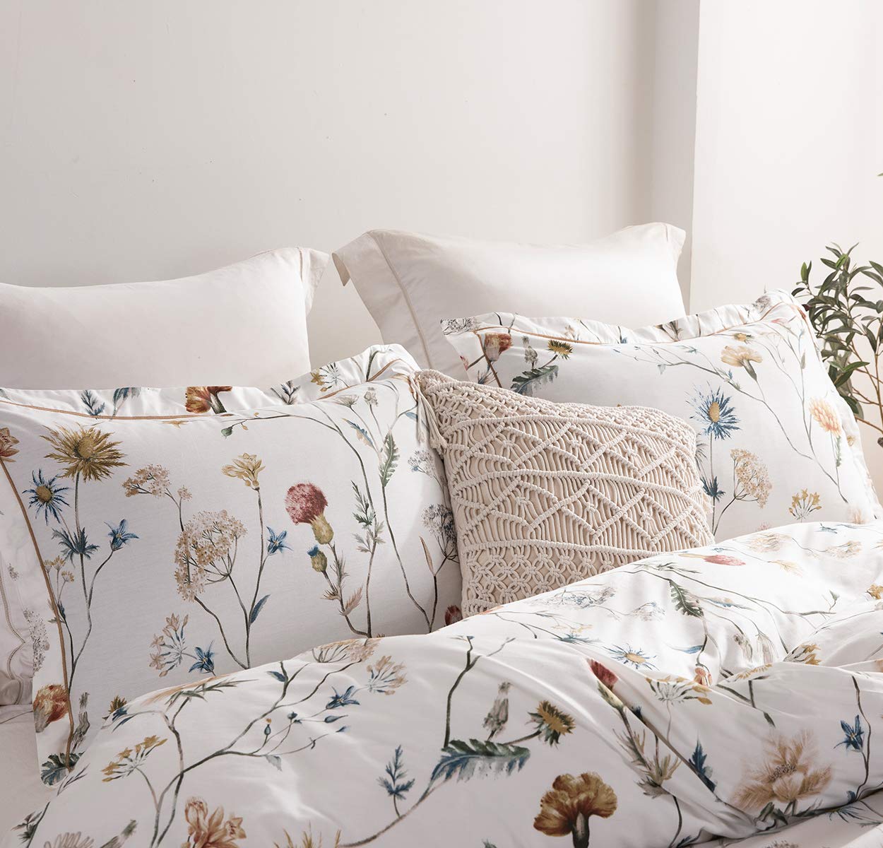 600 Thread Count Cotton White Printed Cotton Comforter Set