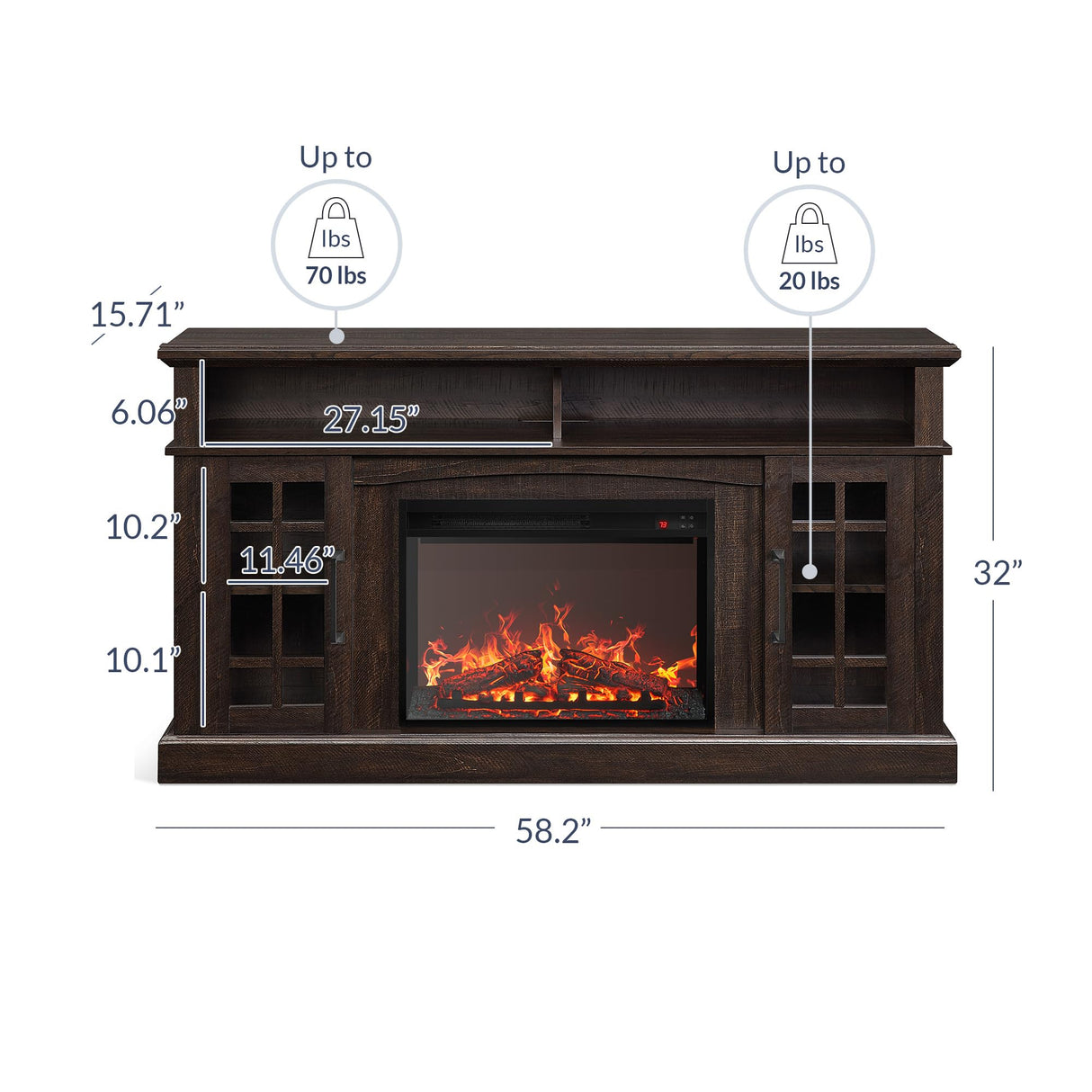 Electric Fireplace Heater Media Entertainment Center