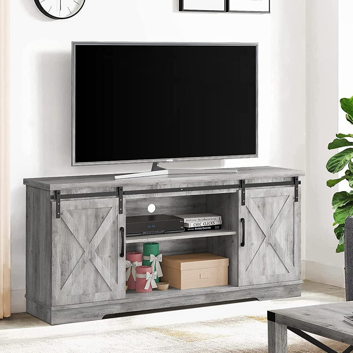 TV Stand for 65 Inch TV, Farmhouse Entertainment Center TV Console Table