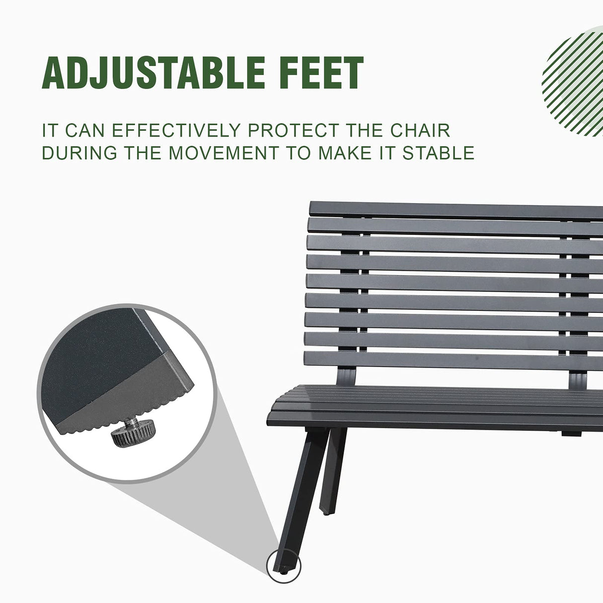 Outdoor Aluminum Garden Bench, Patio Porch Chair Furniture, Slatted Design