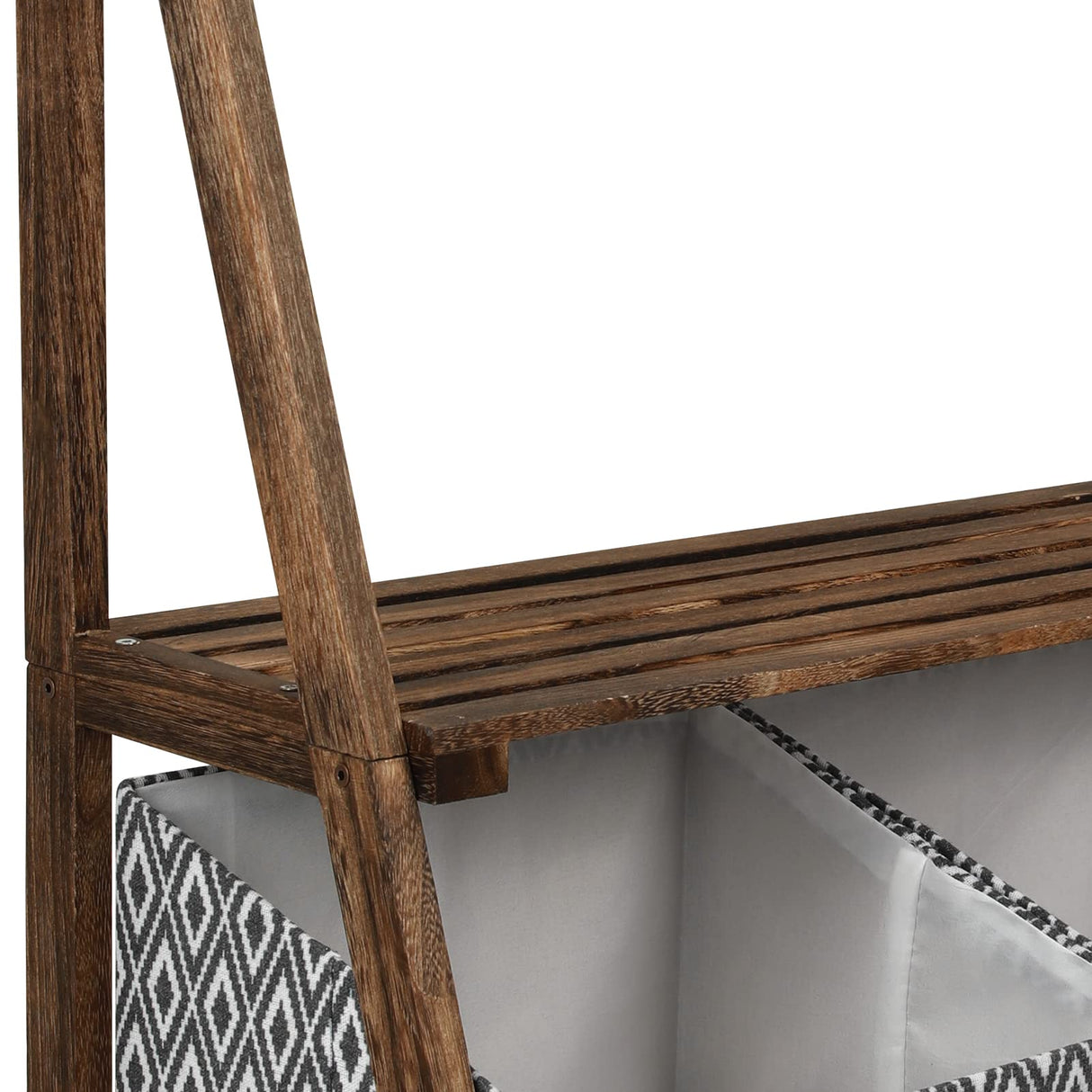 Rustic 3-Tier Wooden Ladder Shelf – Small Storage Stand with Baskets