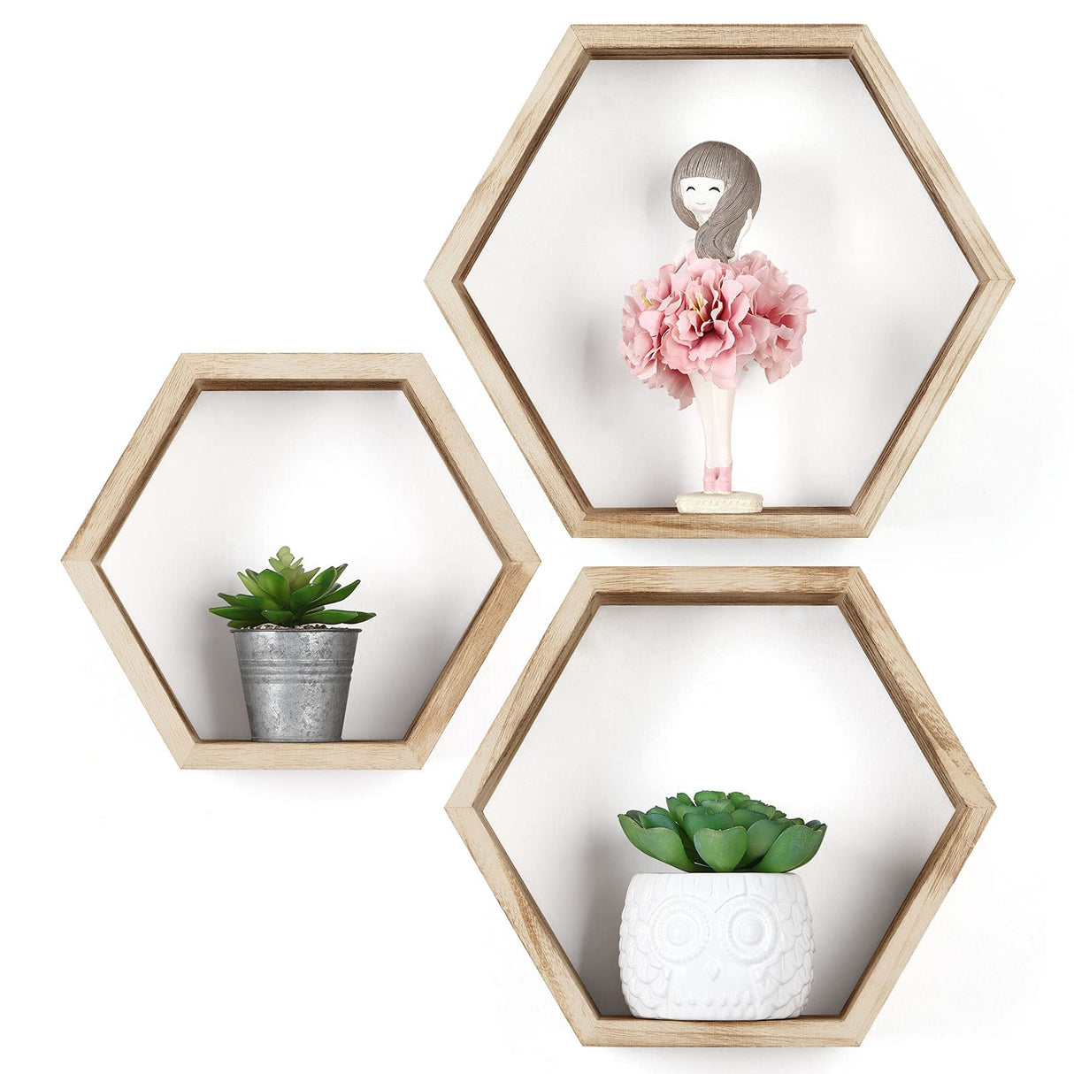 Floating Shelves Wall Mounted Set of Wood Farmhouse Storage Honeycomb Wall Shelf