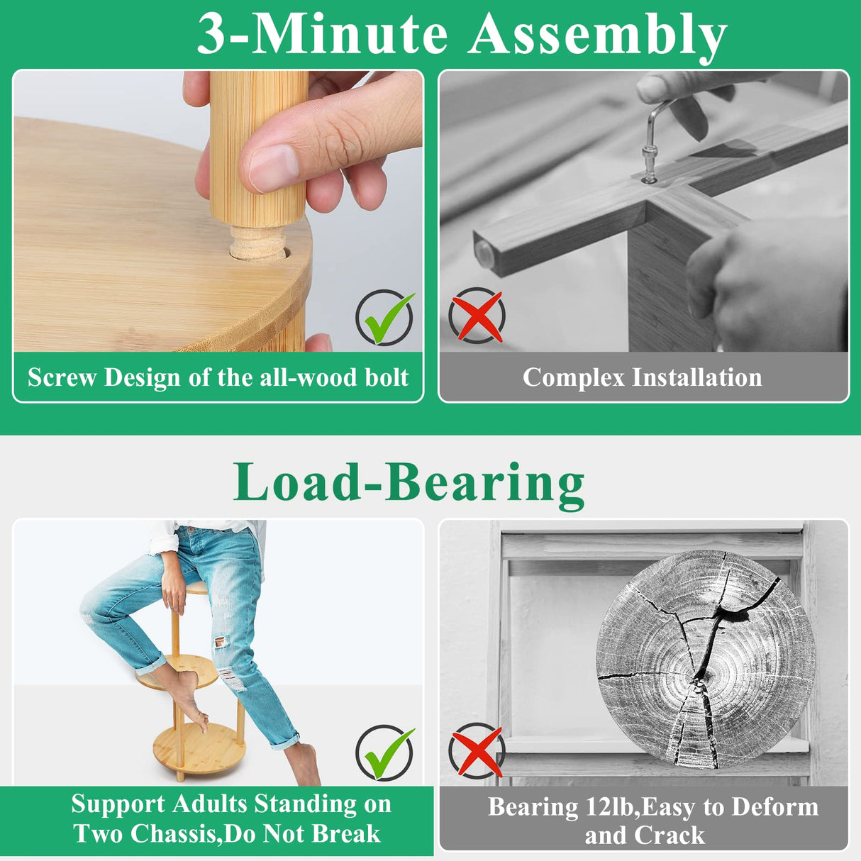 3-Tier Bamboo Plant Stand – Easy Assembly, Waterproof & Stable