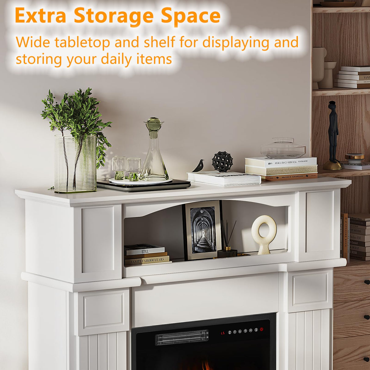 TV Stand with 23" Freestanding Electric Fireplace