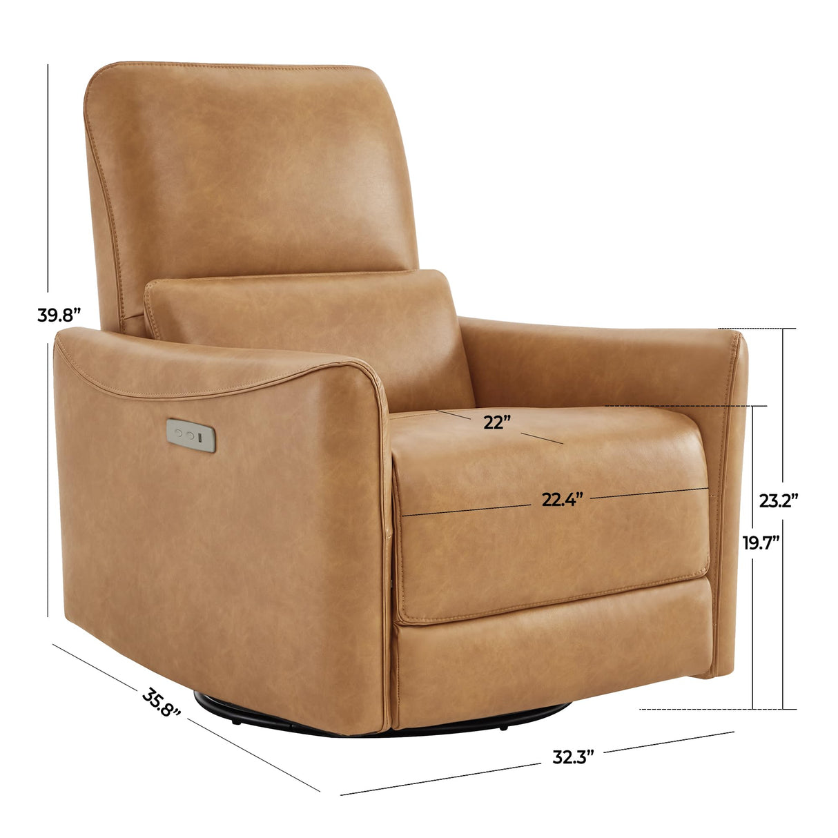 MomaLuxe Power Glider Recliner – Swivel Rocker, USB, Fixed Lumbar Support