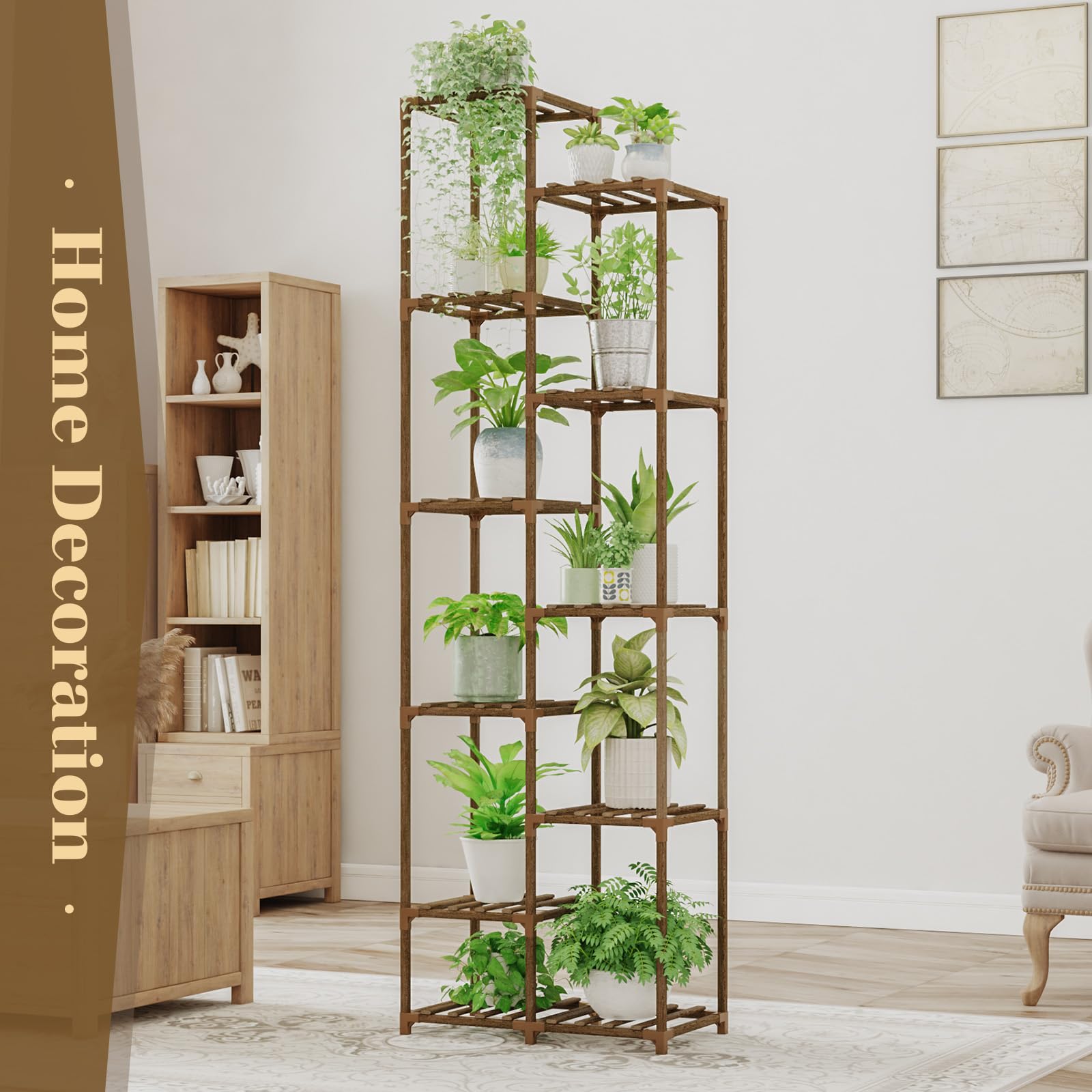 Tall Wooden Plant Stand – Multi-Tier Indoor & Outdoor Shelf for Multiple Plants
