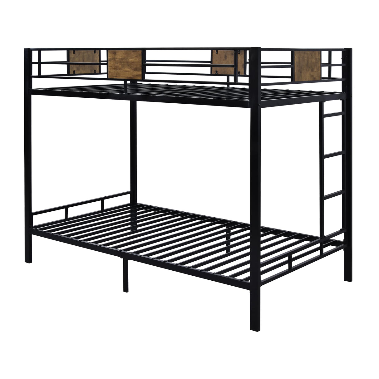Bunk Bed Twin Over Twin Size with Ladder and Full-Length Guardrail
