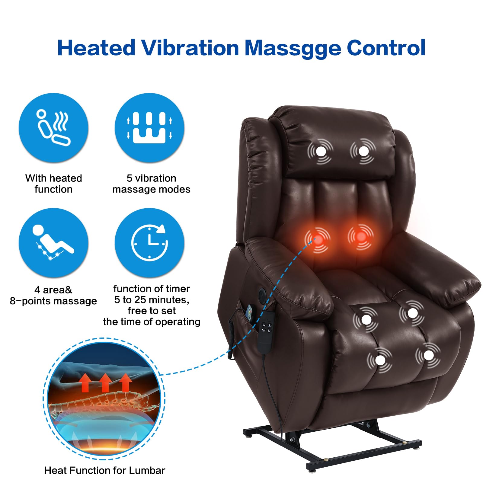 LiftEase XL Dual-Motor Recliner Chair –  Breathable Leather & Lift Assist