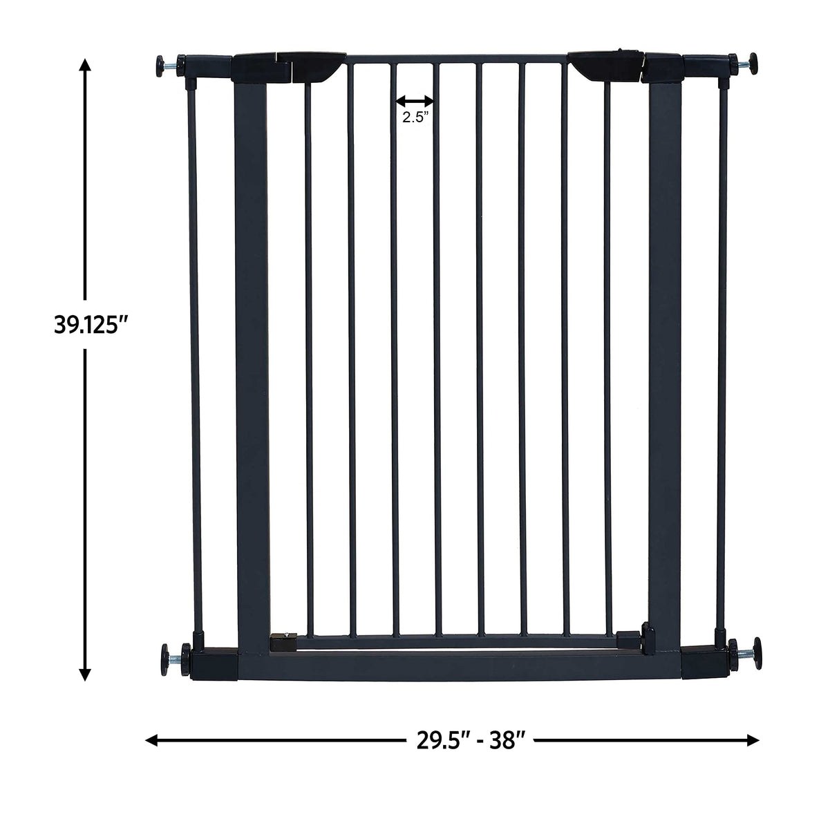 39' High Walk-thru Steel Pet Gate, 29' - 38' Wide in Textured Graphite