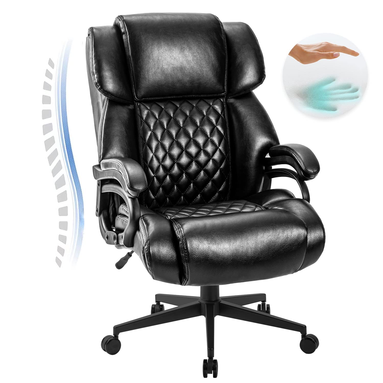 High Back Big & Tall 400lb Office Chair - Heavy Duty Metal Base