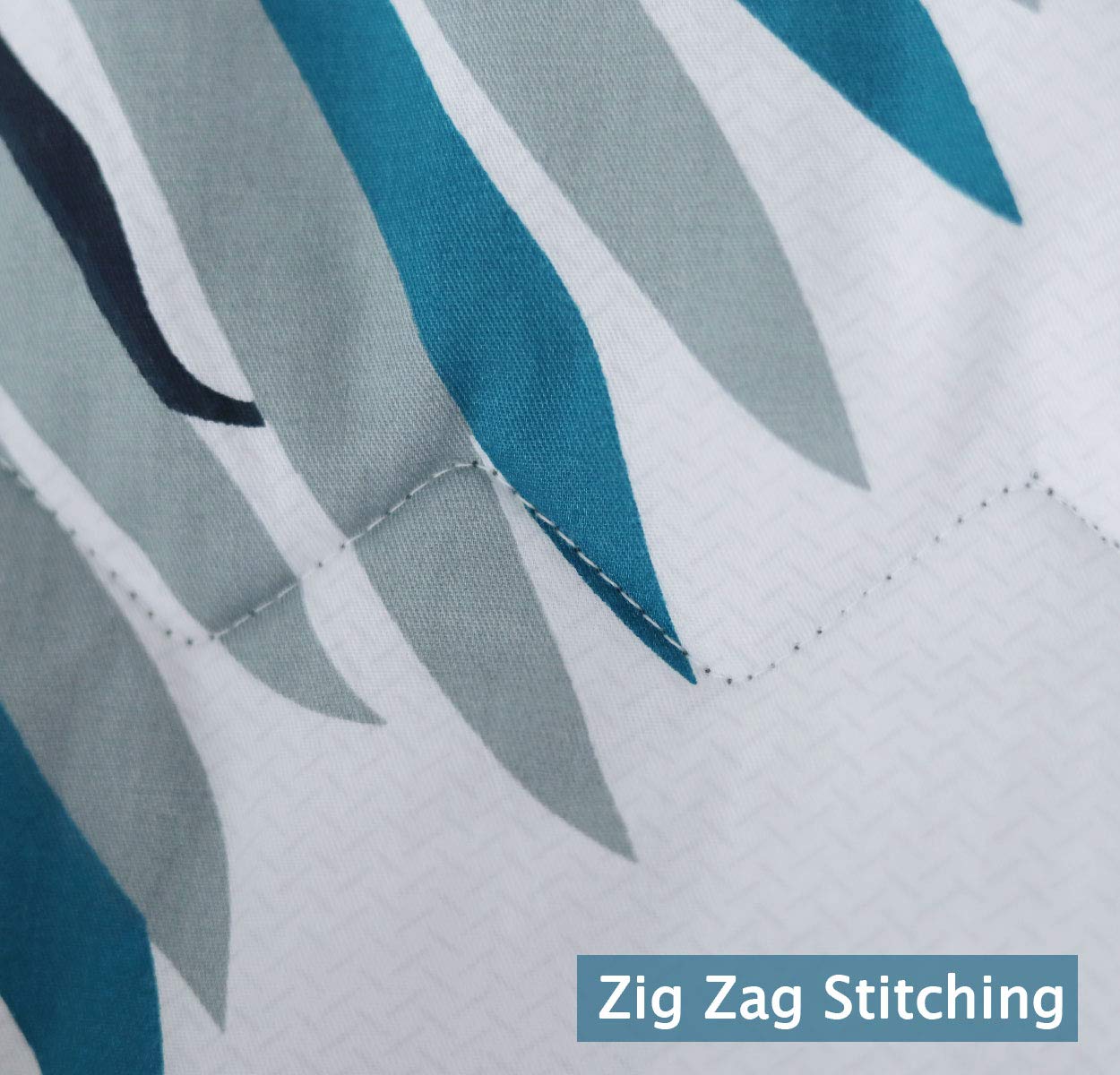 Comforter Queen Size, 600 Thread Count Cotton Blue Floral with Khaki