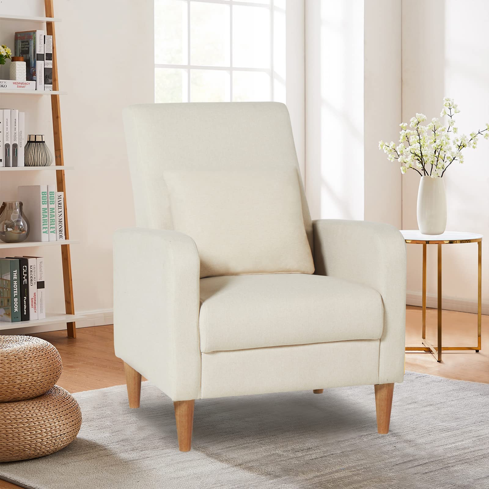 Modern Upholstered Accent Chair Armchair with Pillow Room Side Chai