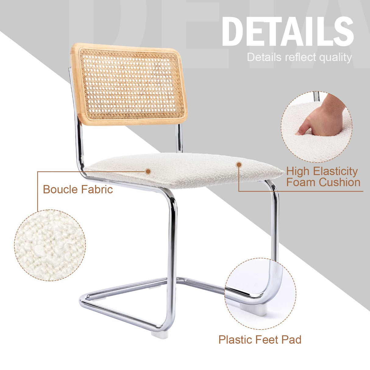 Rattan Dining Chairs with Cane Backrest