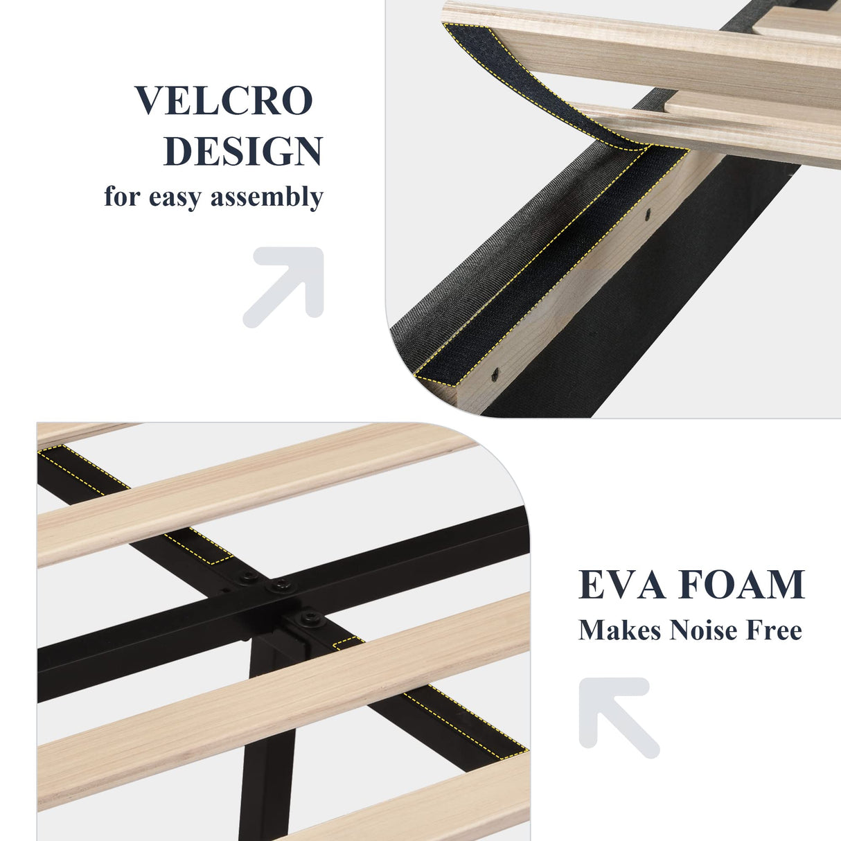 Queen Size Platform Bed Frame with Fabric Upholstered Headboard