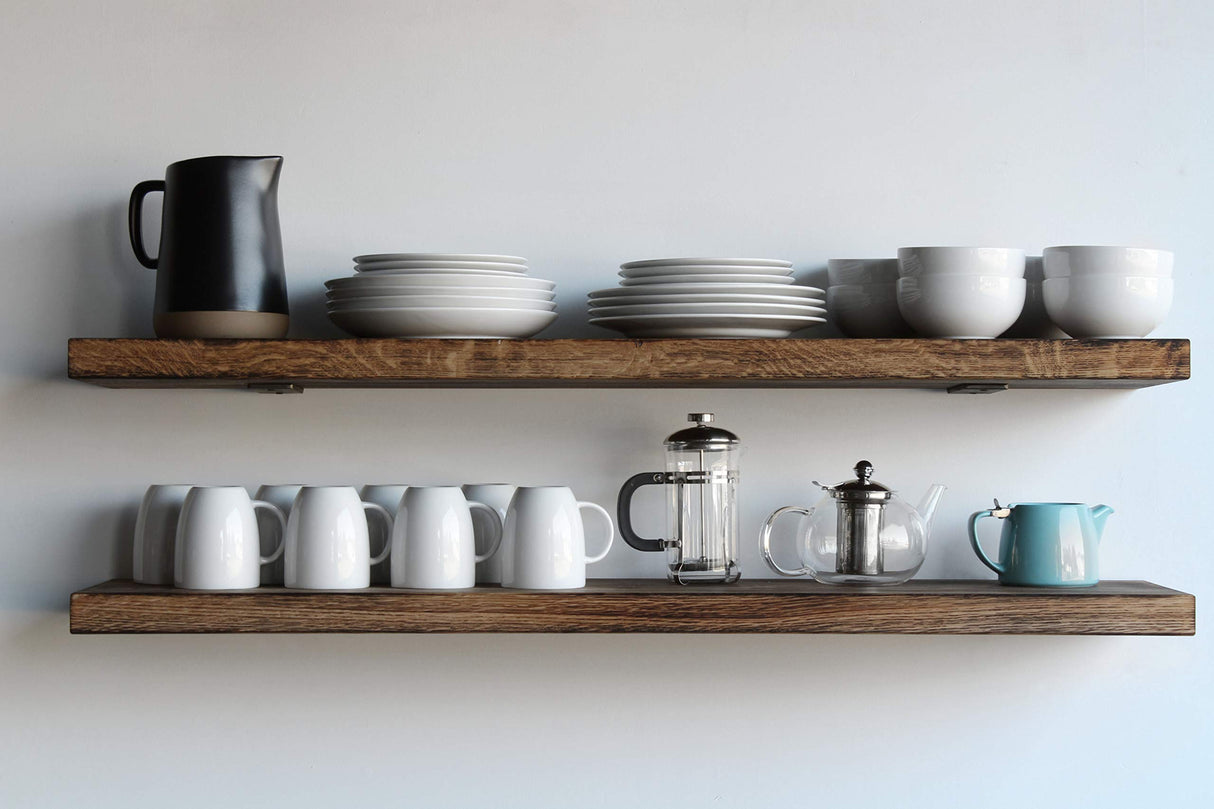 Modern Hardwood Shelves Set of 2 - Made from New Wood Sealed