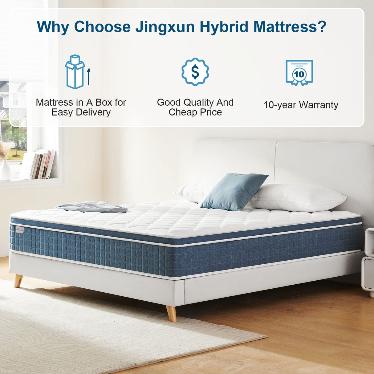 Full Mattress, 10 Inch Hybrid Mattress with Gel Memory Foam