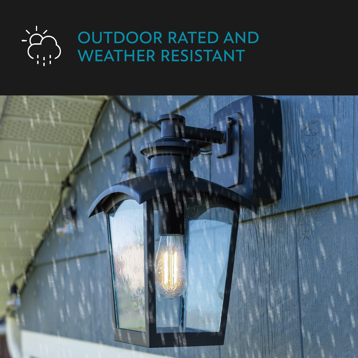 31703 Spence 1-Light Wall Lantern with Glass and Built-in GFCI Outlet