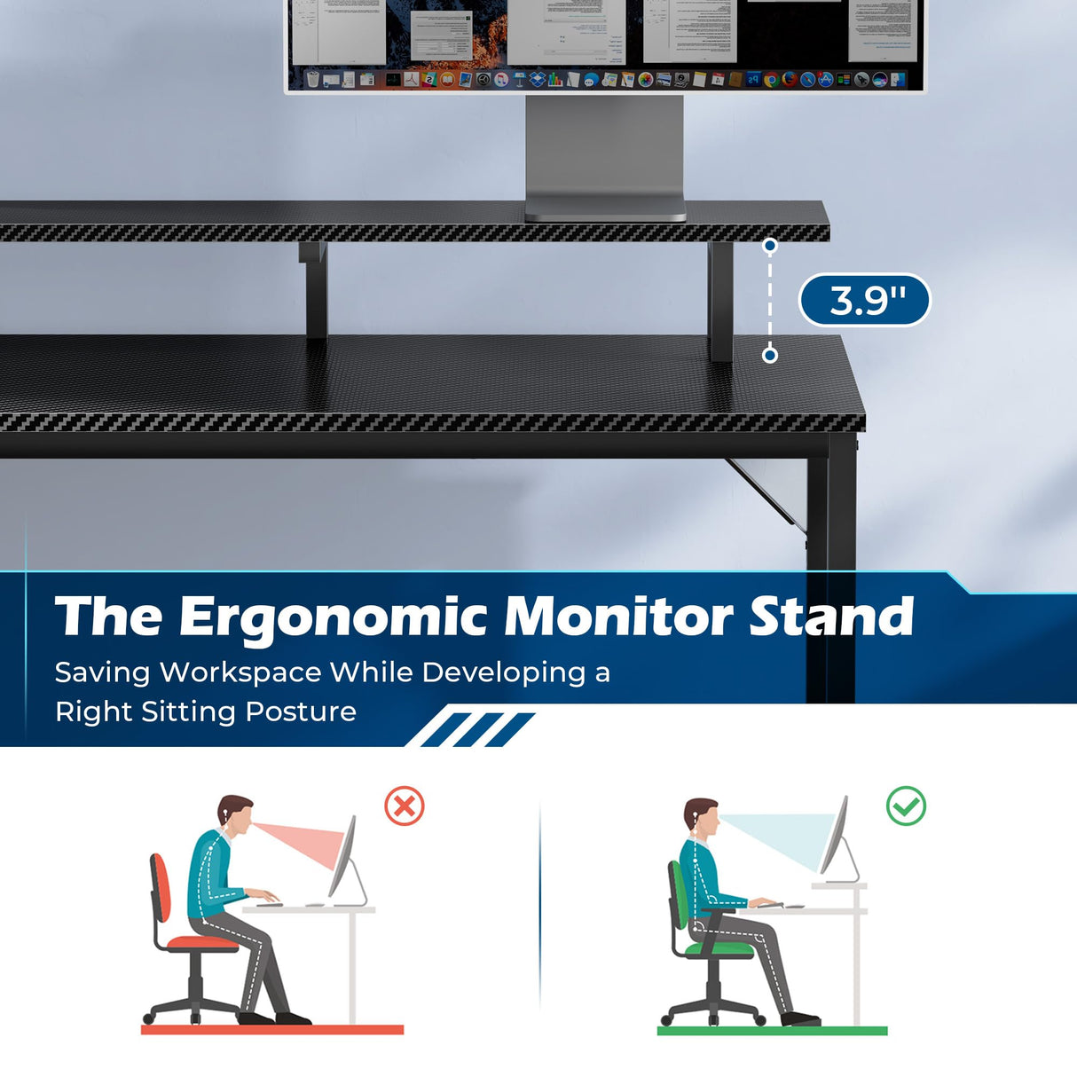 L Shaped Gaming Desk with Power Outlets & LED Lights, Computer Desk