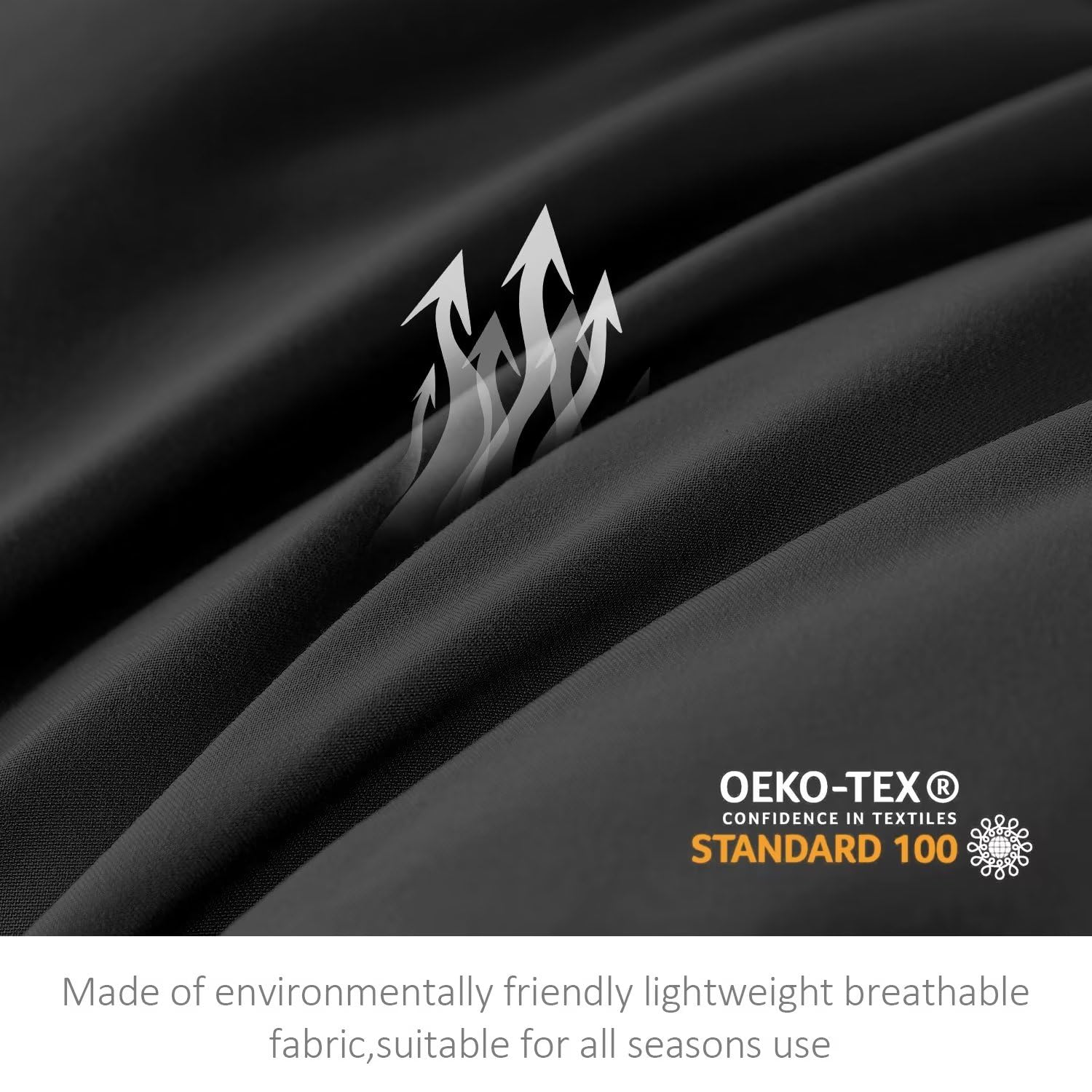 Queen Comforter Set, Black Lightweight 3 Pieces Bedding Set for All Season