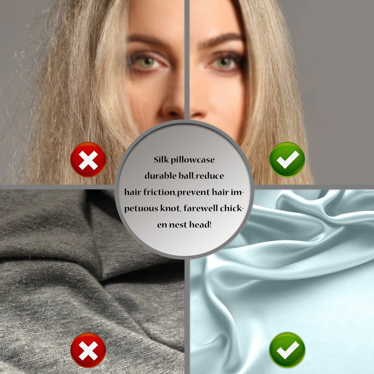 Mulberry Silk Pillowcase for Hair and Skin Standard Size 20"X 26" with Hidden Zipper