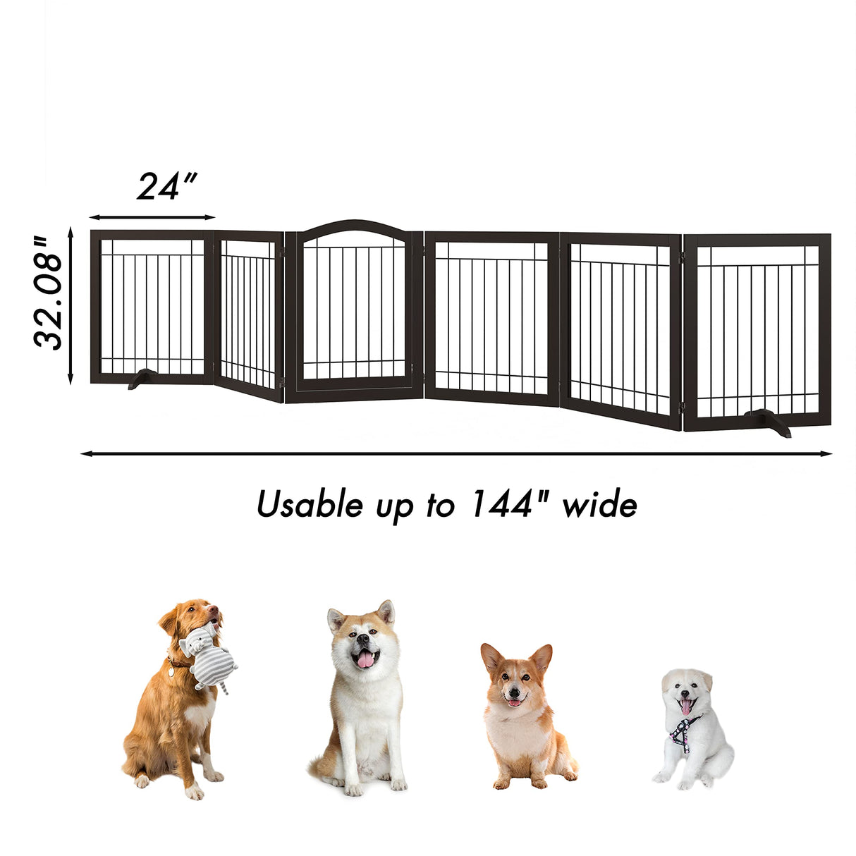144-inch Extra Wide 30-inches Tall Dog gate with Door Walk Through, Freestanding Wire