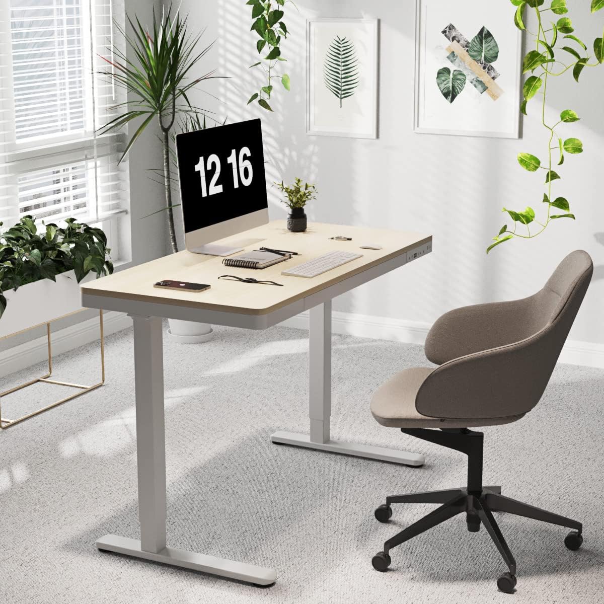 Electric Standing Desk with Drawers, Whole Piece 48 X 24 Inches