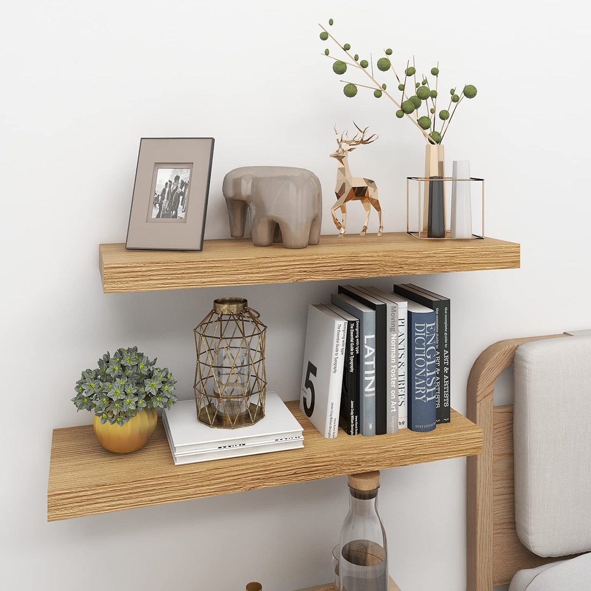 Oak Floating Shelves for Wall,24in Wall Mounted Display Ledge Shelves Perfect