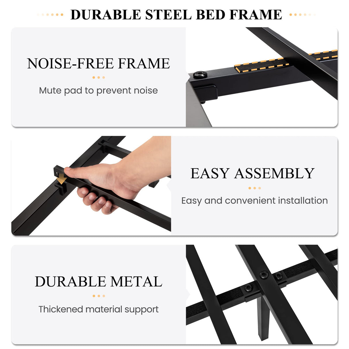 Full Size Metal Platform Bed Frame with Victorian Style Wrought Iron-Art