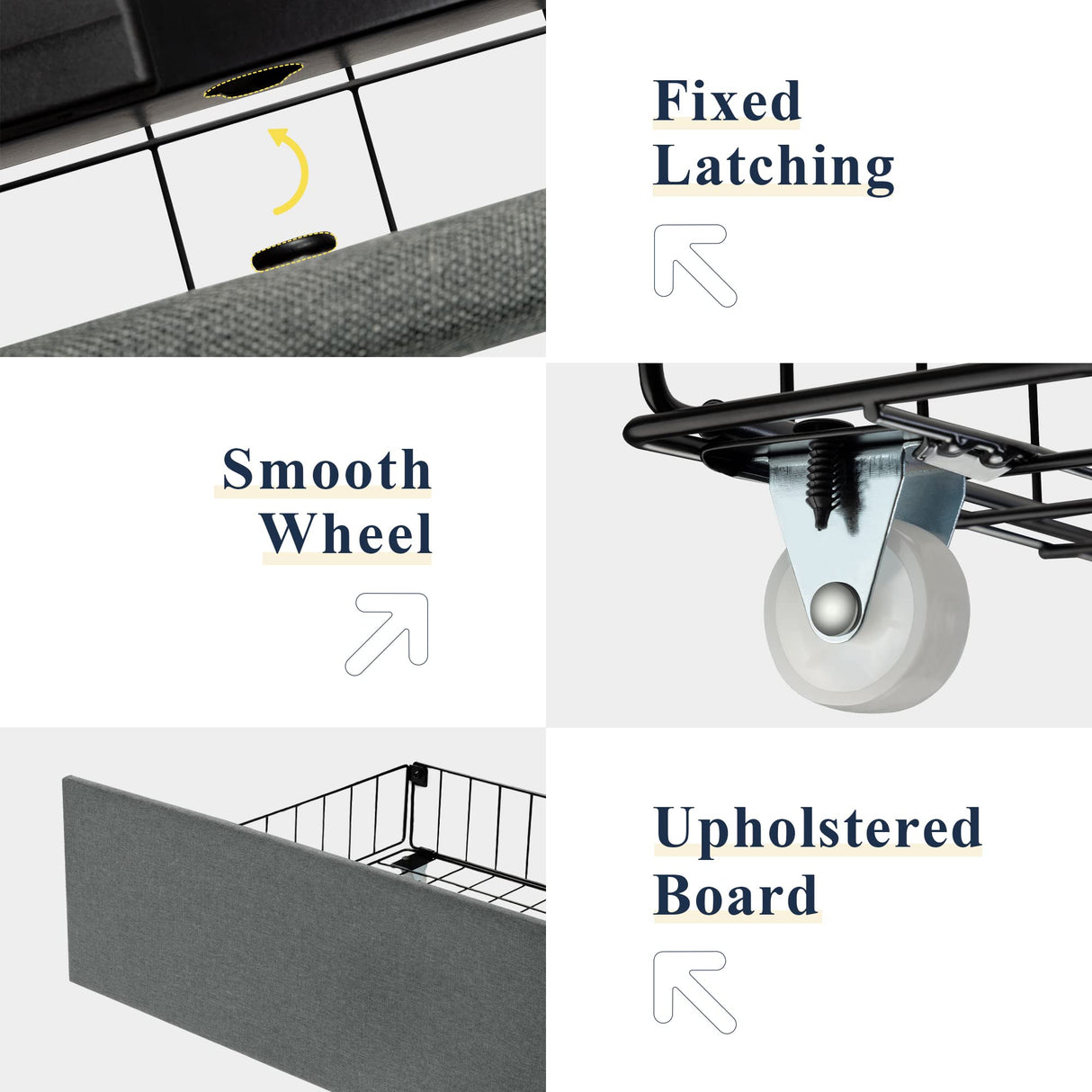 King Size Bed Frame with 4 Storage Drawers and Wingback Headboard