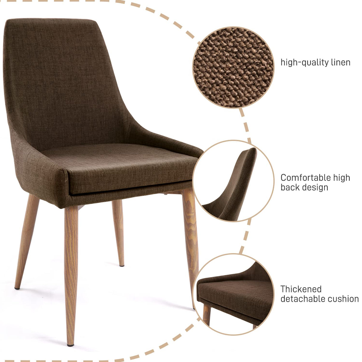 Dining Chairs Set of 2, Fabric Kitchen & Dining Room Chairs