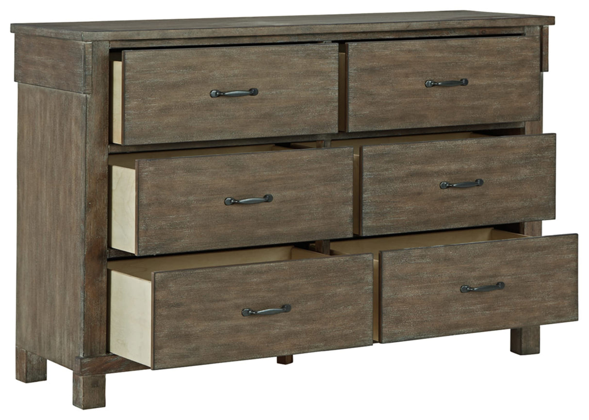 Shamryn Modern Rustic 6 Drawer Dresser, Dark Brown