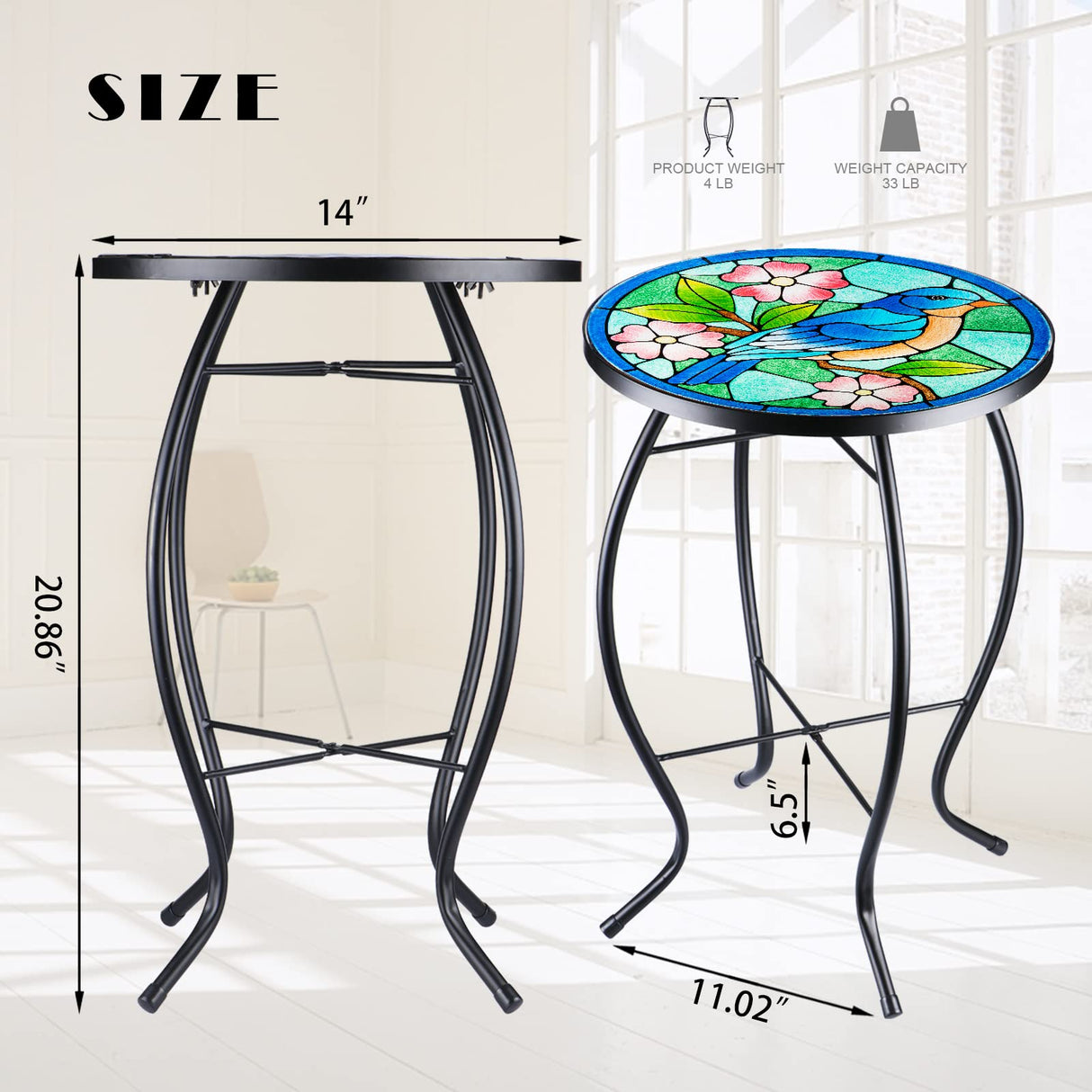 Patio Side Table Outdoor Accent Table Bistro Plant End Table Small Table